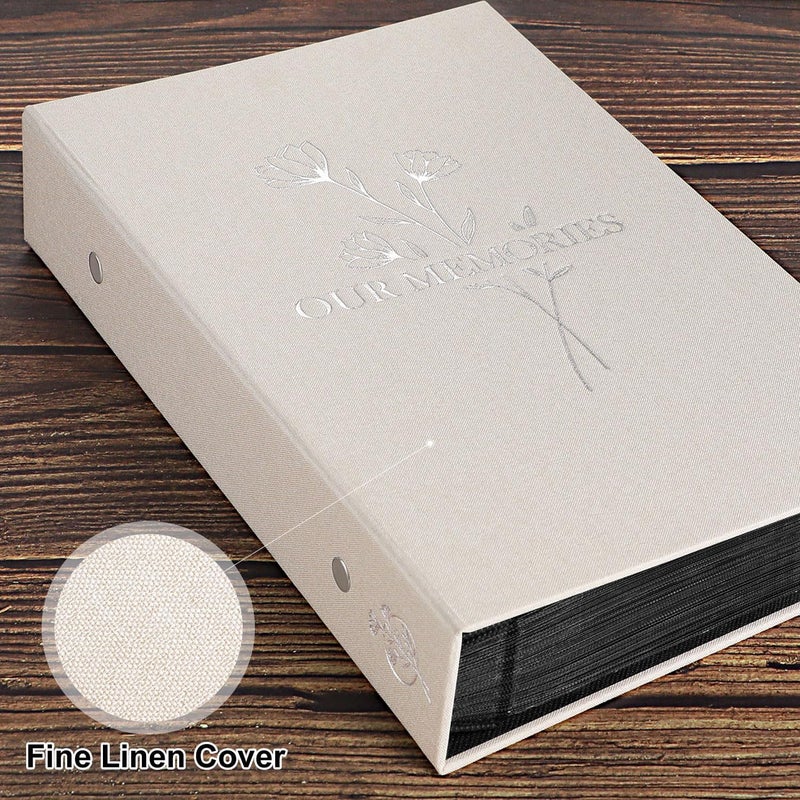 Lanpn Photo Album 4x6 300 Pockets, Linen OUR MEMORIES Hardcover Photo Book Photobook Holds 300 Horizontal Pictures Only Beige - Image 3